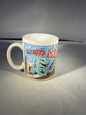 RARE This Bud's For You Godzilla 3DBudweiser 1988 Coffee Mug Cup Movie Theater P-image