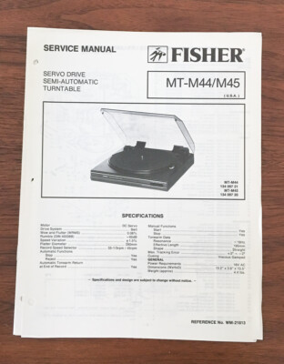 Fisher MT-M44 MT-M45 Record Player / Turntable Service Manual *Original*-image