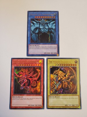Legendary Collection 1 Yugioh Egyptian God Card Set Ra Obelisk Slifer LC01 Mint-image
