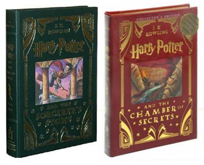 HARRY POTTER ~ SORCERER'S STONE & CHAMBER OF SECRETS ~ LEATHER COLLECTORS ED #1-image