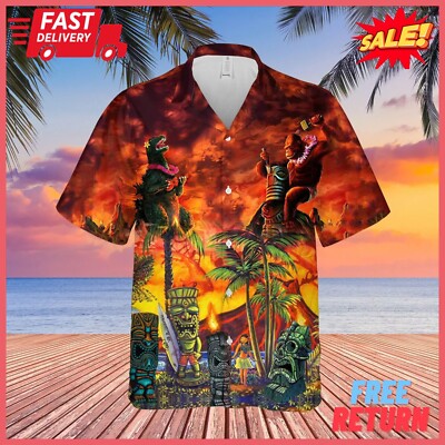 Godzilla And King Unisex Hawaiian Shirt Summer Shirt Full Size S-5xl NEW-image