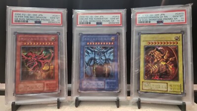 Yugioh PSA 10 Set Gem Mint Slifer #G401, Obelisk #G402 & Ra #G403 2000 Promo-image