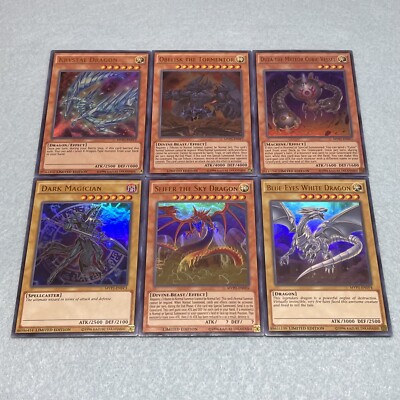 Yugioh Blue Eyes White Dragon + Dark Magician + Egyptian God 6 Card Set DSOD-image