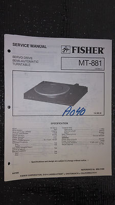 Fisher mt-881 service manual original repair book stereo turntable-image
