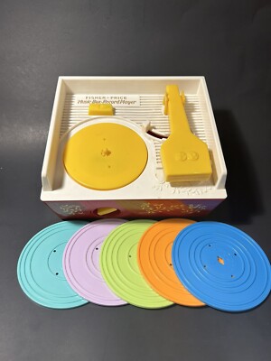Fisher Price Music Box Record Player with 5Double Records 2014 Mattel Toy WORKS-image