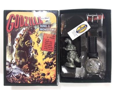 TOHO FOSSIL GODZILLA 1995 Black Leather Limited Edition Vintage Monsters Watch-image