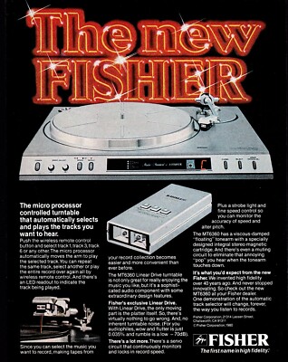1980 Vintage Print Ad Fisher MT6360 Turntable Wireless Remote Linear Drive Audio-image