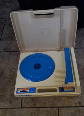 FISHER PRICE RECORD PLAYER MODEL 825 VINTAGE 1978 KIDS TURNTABLE Blue Works-image