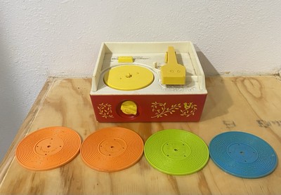 Fisher Price Music Box Record Player with 4 Records Tested Works-image