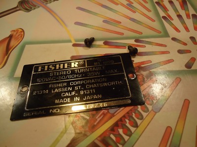 Fisher MT-6225 Stereo Turntable Parting Out ID Plate-image