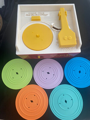 Fisher Price Music Box Record Player & Discs Wind Up Toy Excellent Condition-image