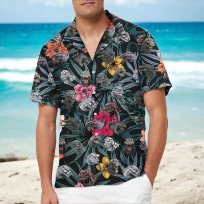 Godzilla Portrait Hawaiian Shirt - Godzilla Aloha Shirt For Men Beach And Summer-image