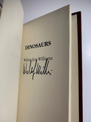 #signed Walter Jon Williams. Dinosaurs. Short Story Hardback, ltd. leather bound-image