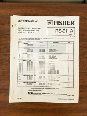 Fisher RS-911A Receiver Service Manual *Original*-image