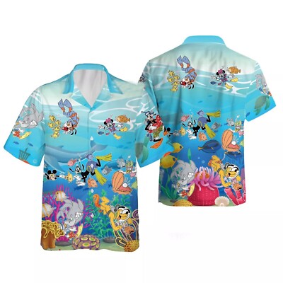 Mickey & Friends Diving Tropical Beach Cruise Aloha Summer  Hawaiian Shirt-image