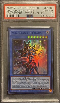 2022 PSA 10 YUGIOH LEGENDARY LDS3 1ST ED ULTRA RARE BLUE MAGICIAN OF CHAOS 💫-image