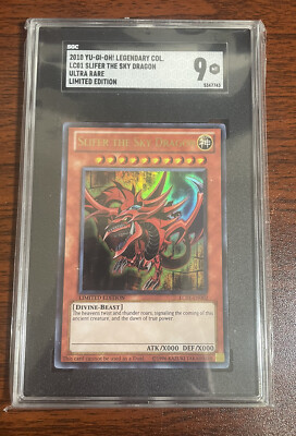 2010 YU-GI-OH SLIFER THE SKY DRAGON SGC 9 MINT LC01-EN002 Limited Edition-image