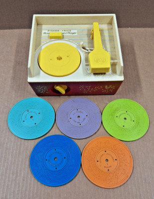 Fisher Price Music Box Record Player #995 w/5 Double Sided Records 1971-image