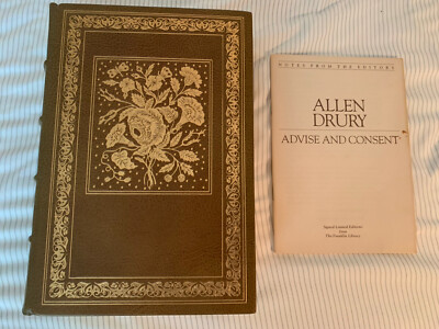 ADVISE AND CONSENT by Allen Drury  1977  Franklin Library Signed 60 Series-image