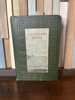 Longfellow’s Poems Leather Bound w sea image Henry Altemus Vademecum Series 1907-image
