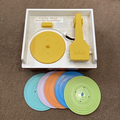 Mattel Fisher Price Music Box Record Player 5 Records 2014 Version Tested Works-image