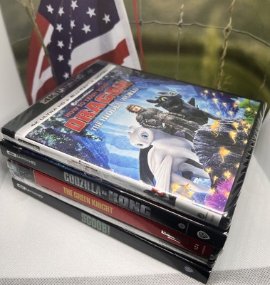 5 Movie 4K UHD Lot Spider-man Homecoming Godzilla KONG SCOOB! Train Dragon NEW-image