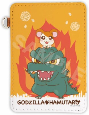Godiham-kun 01 Godzilla & Hamutaro Leather Pass Case New JP Toho Presale-image
