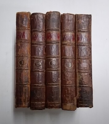 The Jewish Spy Series By Marquis D'Argens, 5 Vols. 1766. Rare. Leatherbound-image