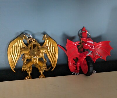 Yugioh Two Egyptian Gods Slifer And Ra Keychains - Backpack Hanger Clip Keychain-image
