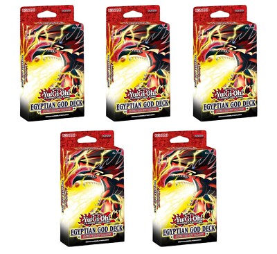 2021 Yu-Gi-Oh! Egyptian God Deck: Slifer the Sky Dragon Lot of 5 SEALED Starter-image