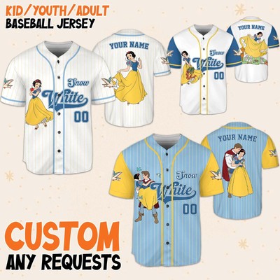 Custom Snow White Collection Disney Baseball Jersey Kid Men Women Gift NEW-image