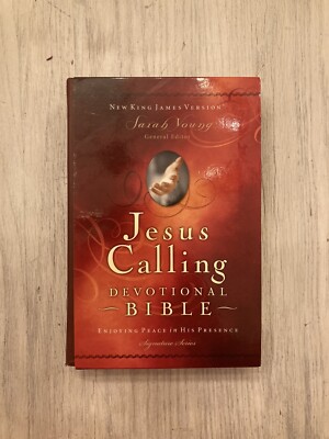 Jesus Calling Devotional Bible New King James NKJV Sarah Young Burgundy Leather-image
