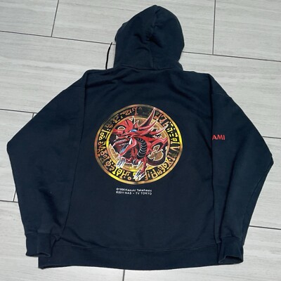 Konami yugioh Vintage Slifer The Sky Dragon Hoodie Men’s Size L RARE Adults-image