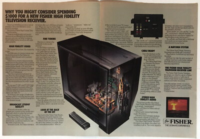 Fisher High Fidelity TV Receiver 1985 Vintage Print Ad 16x11 Inches Wall Decor-image
