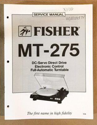 Fisher MT-275 Record Player / Turntable Service Manual *Original*-image