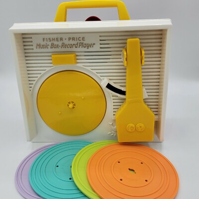 Mattel Fisher Price Music Box Record Player 4 Records 2014 Version Tested Works-image