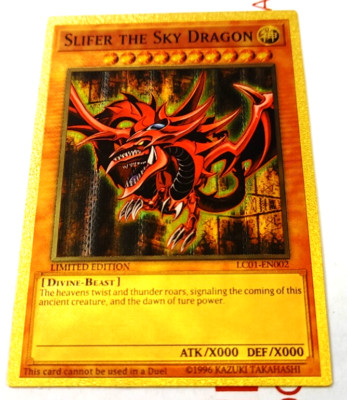 Yu-Gi-Oh! Gold Foil Slifer The Sky Dragon Custom Fan Made Trading Card YuGiOh-image