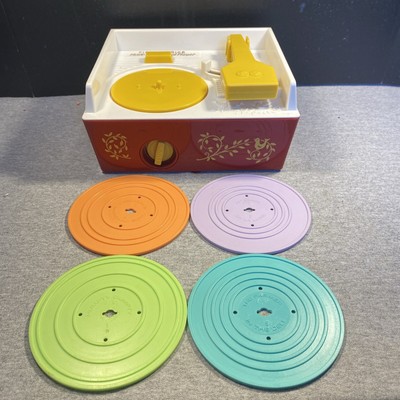 Mattel Fisher Price Music Box Record Player 4 Records 2014 Version Tested Works-image