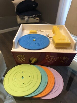 Fisher Price Music Box Record Player 2014 With 5 Double Sided Records 10 Songs-image