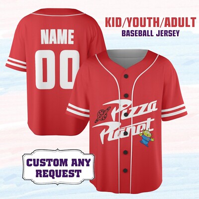 Custom Pizza Planet Toy Story Baseball Jersey Red Kid Men Women Gift NEW-image
