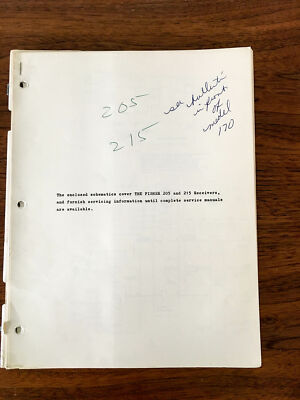 Fisher Model 205 215 Receiver Service Manual *Original*-image