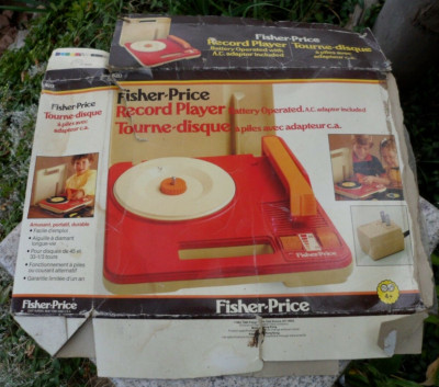 BOX ONLY!! Fisher Price Portable Battery Record Player Orange #820 BOX ONLY!!!-image