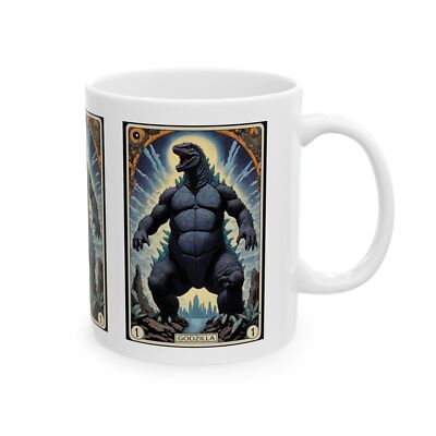 Godzilla Ceramic Mug, Kaiju Coffee Cup, Monster Tea Mug, Japanese Movie Lover-image