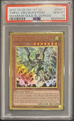 2021 PSA 10 YUGIOH EL DORADO MGED 1ST ED GOLD ULTRA RARE TEMPEST DRAGON RULER-image