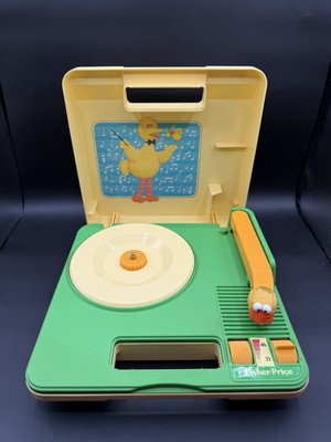 Vintage Fisher Price 1983 Sesame Street Big Bird Vinyl Record Player WORKS!-image