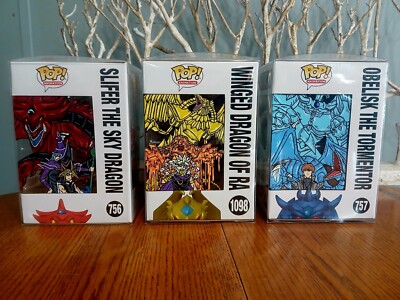 Funko Pop Yu-Gi-Oh Egyptian God Set (Slifer, Obelisk, Ra)  With Custom Art-image