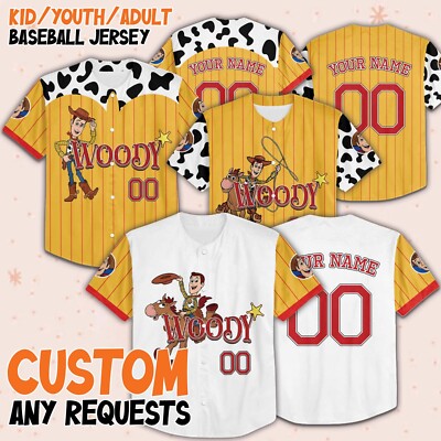Custom Woody Toy Story Baseball Jersey Matching Team Kid Men Women Gift NEW-image