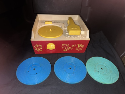 1971 Original Fisher Price Music Box Record Player 3 Records Tested & WORKS-image