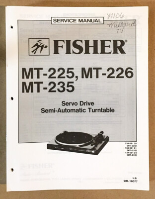 Fisher MT-225 MT-226 MT-235 Record Player / Turntable Service Manual *Original*-image