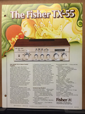 Vtg Fisher Radio Catalog Insert ~ The Fisher TX-55 Amplifier Receiver  1974-image